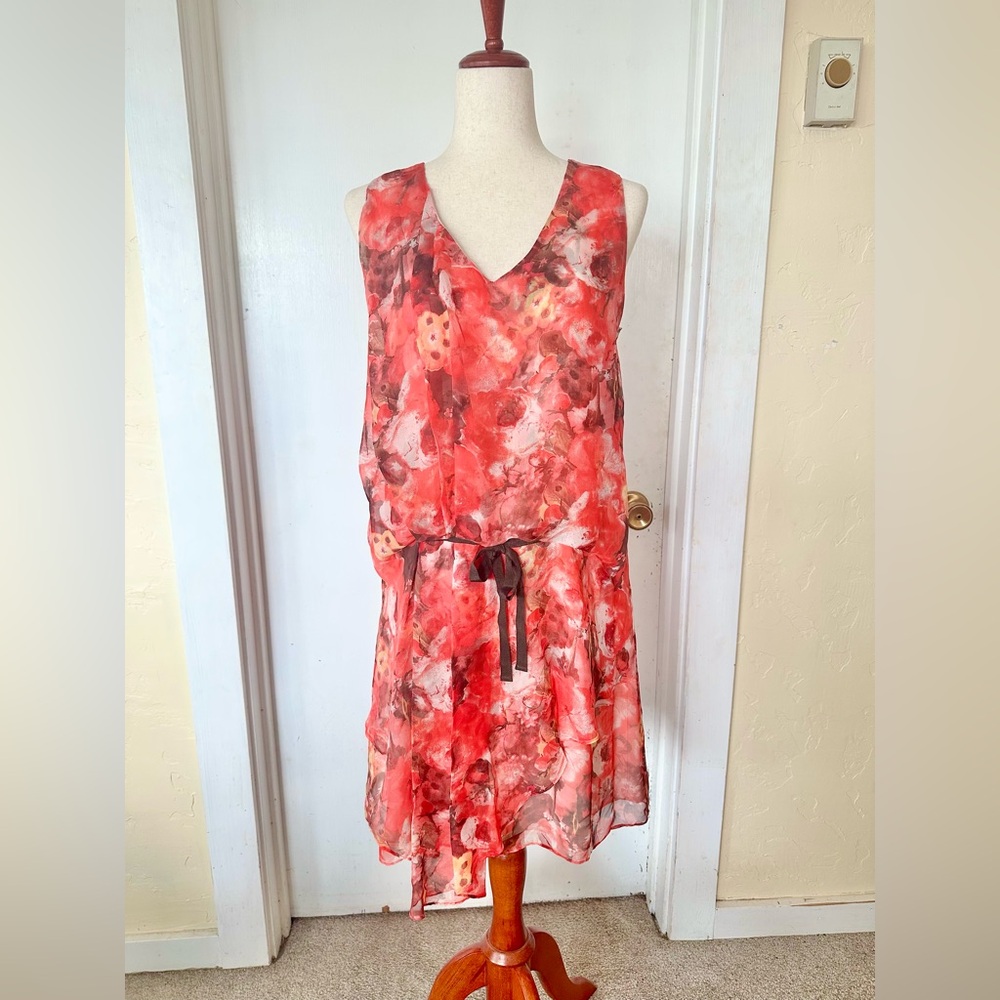 Sundance Silk Red Floral Romantic Flowy Summer Dress Womens Size 6